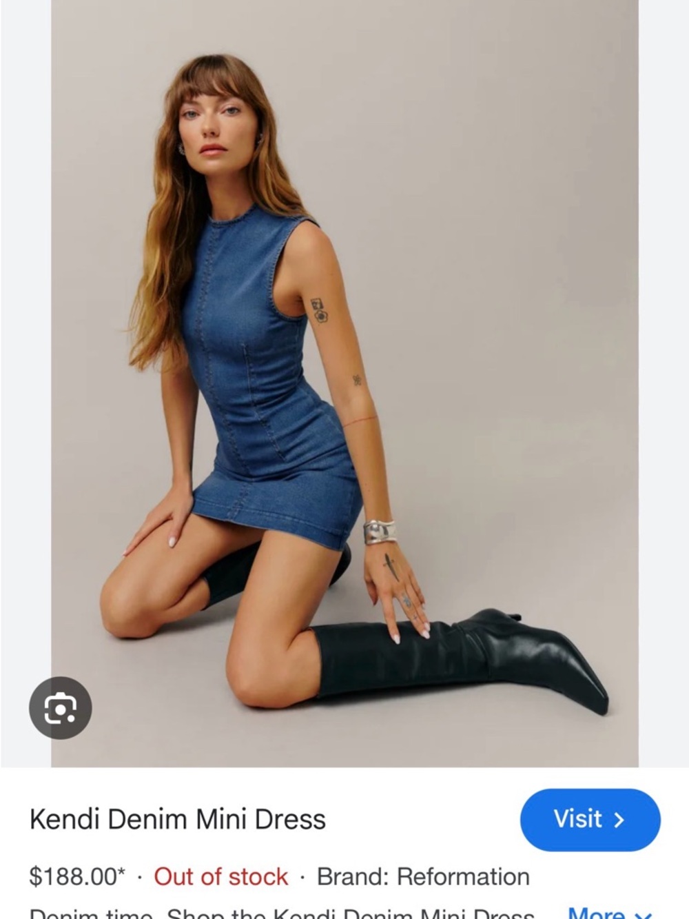 Reformation Kendi Denim Mini Dress - Blue - Picture 11 of 12